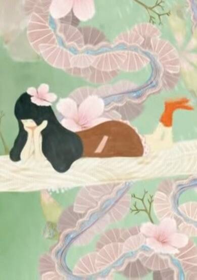 Cherry Blossom Elephant In Forest