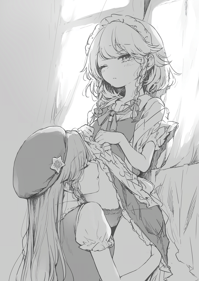Touhou Project dj - Meiling x Sakuya Tummy Kisses